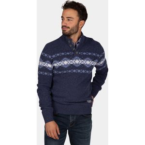 NZA - River - Gebreide Trui - Blauw Geprint - Katoen/Wol/Polyamide