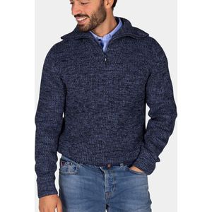 NZA - Katoenen navy gebreide trui met halve rits - Winter Navy
