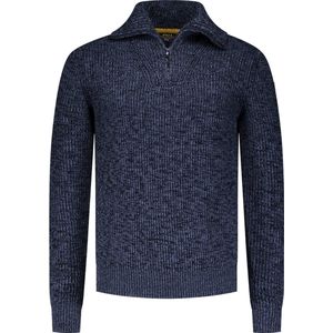 NZA - Halfzip Trui - Gemeleerd Blauw - 100% Katoen - Normale Fit