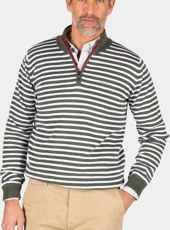 NZA - 25AN405 Edgar - Gestreepte Troyer - Heren - Regular Fit - 100% Katoen