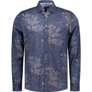 NZA - Sportief Heren Shirt - Lange Mouw - Allover Dessin - Modern Fit - Kleur 1648
