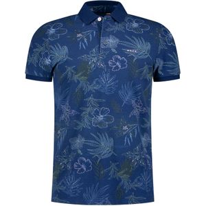 New Zealand poloshirt Wilmot blauw print