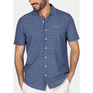 NZA Overhemd Short Sleeve Jake Blauw - Maat L - Heren - Overhemden Casual