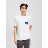 Karl Lagerfeld Jeans, Heren, Regular Korte Mouwen Box Logo Tee, Regular Fit, Wit, XS