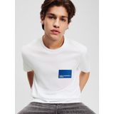 Karl Lagerfeld Jeans, Heren, Regular Korte Mouwen Box Logo Tee, Regular Fit, Wit, XS