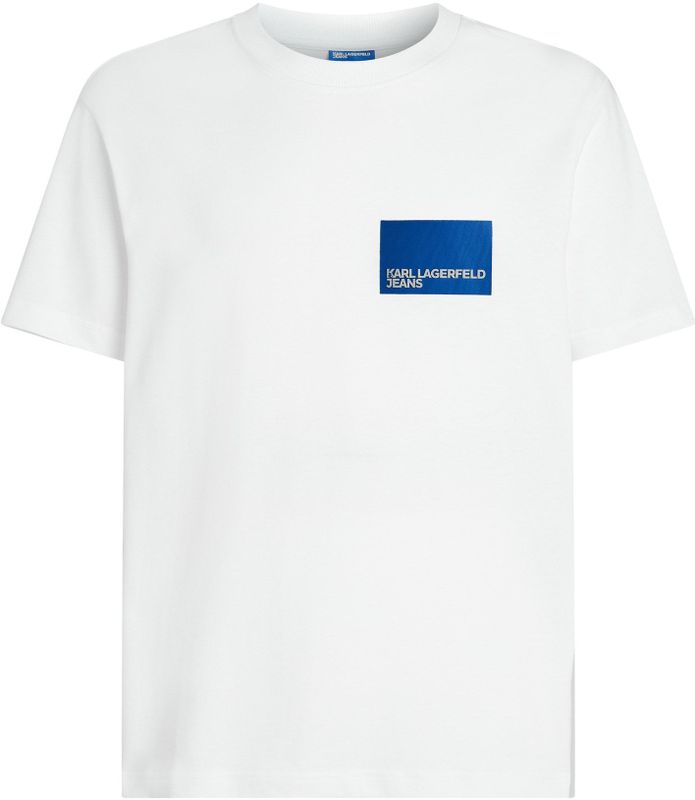 Karl Lagerfeld Jeans, Heren, Regular Korte Mouwen Box Logo Tee, Regular Fit, Wit, XS