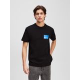 Karl Lagerfeld Jeans, Heren, Regular Korte Mouwen Box Logo Tee, Regular Fit, Zwart, XS