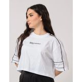 Karl Lagerfeld - Relaxed Cropped Piping Tee - T-shirt - Wit - Katoen 100% Biologisch