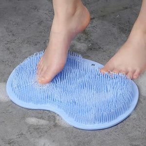 Without Lemon - Silliconen Voeten Scrubber Mat - Borstel - Massage - Scrub - Douche - Rug - 30x25cm - Blauw