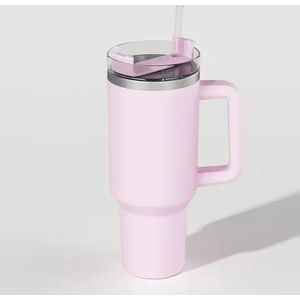 Repus - Thermosbeker - Tumbler RVS met rietje - Outdoor - Camping - Auto - Sporten - Cadeau tip - 40oz - 1183ML - Roze