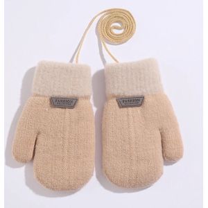 Ychee - Unisex Kinder Winter Wanten - Handschoenen - Wol - Warm - Klein - Outdoor - 1-3 jaar - Beige