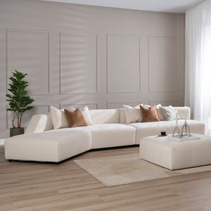 Bronx71® Scandinavische Hoekbank July - Off White - Water- en Vuilafstotende Stof
