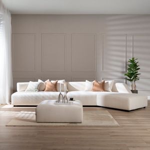 Bronx71 - Scandinavische Hoekbank July - Off White - Water- en Vuilafstotende Stof