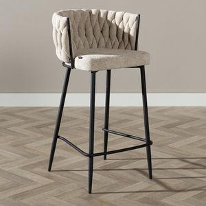 Bronx71® Barkruk River chenille beige 75cm - barstoel
