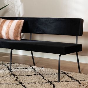 Bronx71® Velvet eetkamerbank Espen zwart 190 cm