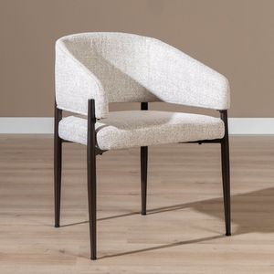 Eetkamerstoel Bret gemêleerde stof off white/bruin
