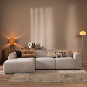Bronx71® Hoekbank Maine - Gemêleerde Stof - Taupe - Waterafstotend