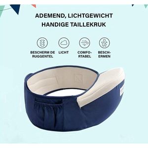 Babydrager met Afneembaar Zitje - Taille Voorzitje, Baby Buikkruk - Blauw