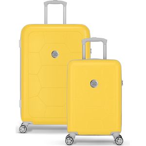 SUITSUIT Kofferset 2 delig - Reiskoffer groot - Handbagage koffer 55x35x20 - Kofferset - Veilig Cijferslot - Reiskoffer set - Reiskoffer met wielen - Caretta koffersets Daffodil - Geel