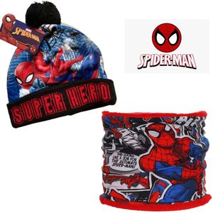 Marvel Spiderman Set - Muts + Nekwarmer - Maat 54 cm hoofdomtrek - ± 4-8 jaar