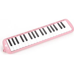 KNOBBOUT Melodica -Hoog kwaliteit koper Reed-37 toetsen-Inclusief accessoires- Professionele studie-met tas- Roze-Roestvrij staal bordmateriaal-blaas piano-Kinder Muziekinstrument