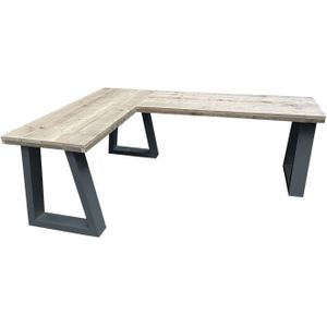 Wood4you - Hoekbureau - Memphis - Industrial wood - hout - 200/160 200/160 Hout - Werkbureau