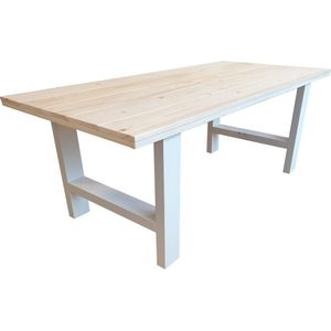 Wood4you - Eettafel Seattle blanco geschaafd vurenhout - wit - 160/90 cm
