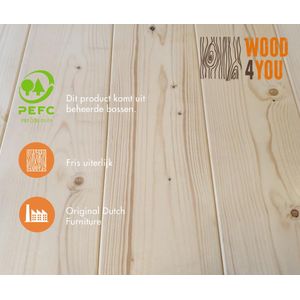 Wood4you - Eettafel New England geschaafd vuren - Wit - Tafel - Keukentafel - Industrieel - 170/90 cm