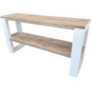 Wood4you - Side table New Orleans industrial wood - - Wit - Eettafels 120 cm - Bijzettafel