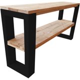 Wood4you - Sidetable NewOrleans Roastedwood - - Zwart - Eettafels 130 cm - Bijzettafel