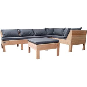 Wood4you - Loungeset 9 - Douglashout -Houten Bank, Hoekbank, Eetkamer, Tuin. Buitenkussens