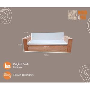 Wood4you - Loungebank Lissabon - Industrial wood - incl kussens -Houten Bank Voor Woonkamer, Eetkamer, Tuin