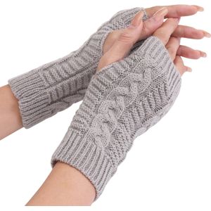Vingerloze Handschoenen voor dames - Grijs - Polswarmers voor warme handen - Kort model - Acryl