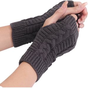 Vingerloze Handschoenen voor dames - Donker grijs - Polswarmers voor warme handen - Kort model - Acryl