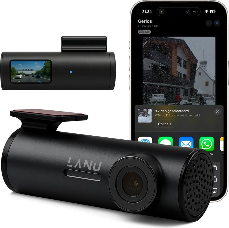 Dashcam Pro WiFi - 2K - Dashcam voor Auto - 1.5 inch Display - Nachtzicht en Botsingdetectie - Inclusief 64GB SD-kaart