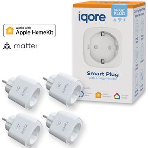 Iqore - Slimme Stekker - Smart Plug - 16A - Met Timer en Energiemeter - Voor Apple HomeKit