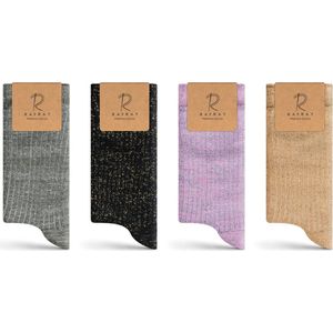 Rafray - Glitter Sokken - Dames - Gift box - Premium Katoen - 4 paar