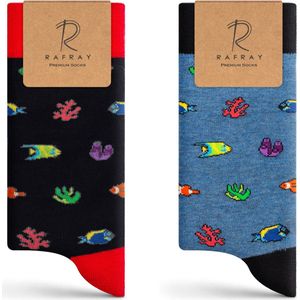 Rafray - Funky Socks - Huissokken - Aquarium - Premium Katoen - 2 Paar