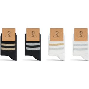 RAFRAY - Sportsokken Glitter - Sneaker Sokken in Cadeaubox - Premium Katoen - 4 Paar