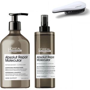 L'Oréal Professionnel - Absolut Repair Molecular - 500ml - Beschadigd Haar Pakket - Shampoo + Pre- Treatment + KG Ontwarborstel - Serie Expert Kit