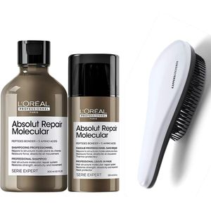 L'Oréal Professionnel - Absolut Repair Molecular Set - Beschadigd Haar Pakket - Shampoo + Leave-In Cream + KG Ontwarborstel - Serie Expert Kit