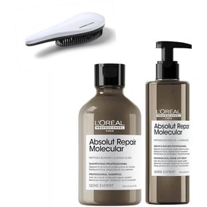L'Oréal Professionnel - Absolut Repair Molecular Set - Beschadigd Haar Pakket - Shampoo + Rinse Off Serum + KG Ontwarborstel - Serie Expert Kit