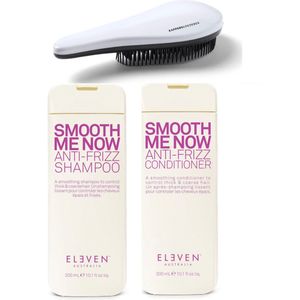 Eleven Australia - Smooth Me Now - Shampoo + Conditioner + KG Ontwarborstel - Anti - Frizz & Droog Haar