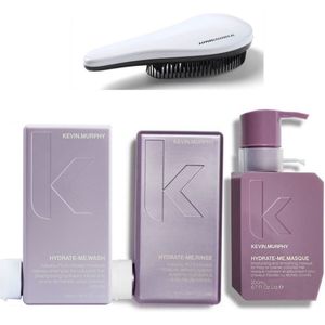 Kevin Murphy - Hydrate Me Set - Wash + Rinse + Masque + KG Ontwarborstel - Hydraterend - Shampoo + Conditioner + Masker