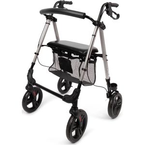 Parvum Nova Rollator - Lichtgewicht (6,9kg) en opvouwbaar - Incl. stokhouder, zachte zitting & rugleuning - Grijs