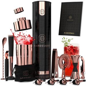 BarDeluxe - Cocktail Set - 12-Delige - Inclusief Receptenboek - Roestvrijstaal