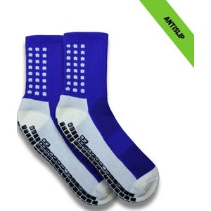 Gripsokken - Sportsokken - Gripsokken Voetbal - Gripsokken Voetbal Blauw/Wit - Grip Socks - Pilates Sokken - Yoga Sokken - Anti Blaren - One Size - Compressie