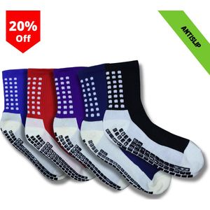 Gripsokken - Sportsokken - Gripsokken Voetbal - Gripsokken Voetbal Multi Colour - Grip Socks - Pilates Sokken - Yoga Sokken - Anti Blaren - One Size - Compressie