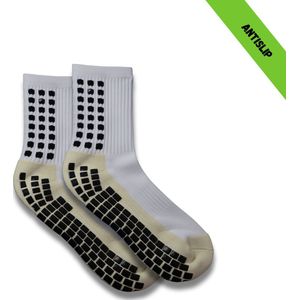 Gripsokken - Sportsokken - Gripsokken Voetbal - Gripsokken Voetbal Wit- Grip Socks - Pilates Sokken - Yoga Sokken - Anti Blaren - One Size - Compressie