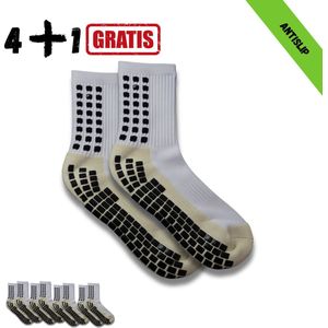 Gripsokken - Sportsokken - Gripsokken Voetbal - Gripsokken Voetbal Wit - Grip Socks - Pilates Sokken - Yoga Sokken - Anti Blaren - One Size - Compressie